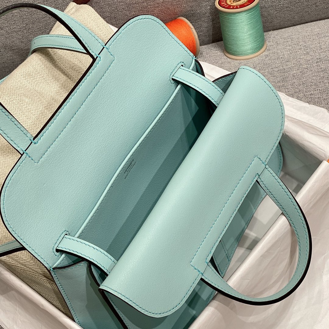 에르메스 미니 할잔백 아토 블루 은장 스위프트